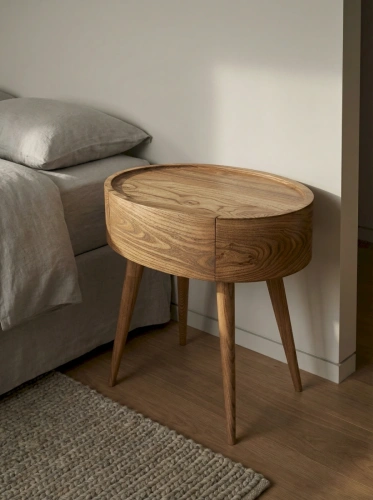 Боковой вид тумбы Ellipse, демонстрация плавных линий и изящных деревянных ножек,