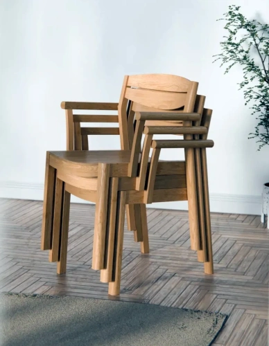 Стул с подлокотниками для удобного хранения штабелируемый 