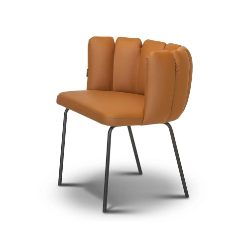 Кожаное полукресло Roxella в стиле mid-century modern. ID-3