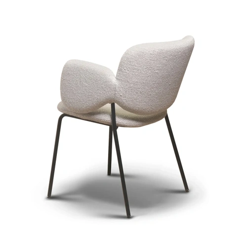 Полукресло белое Spagna обивка букле на металлических ножках