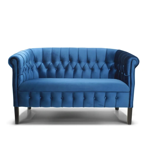 Диван Hugo Синий с велюровой обивкой на высоких ножках