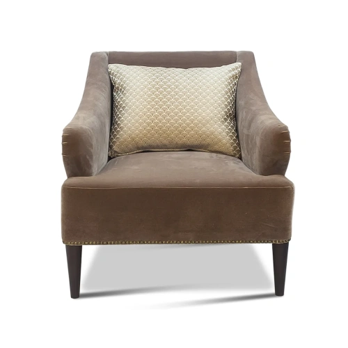 Глубокое мягкое кресло с подлокотниками Paris Бежево золотая обивка