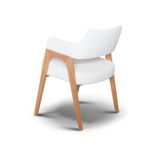 Белое Полукресло Sidney F букле. Эргономичная форма спинки, переходящие в подлокотники