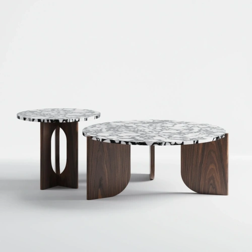  комплект из двух круглых столов разной высоты 