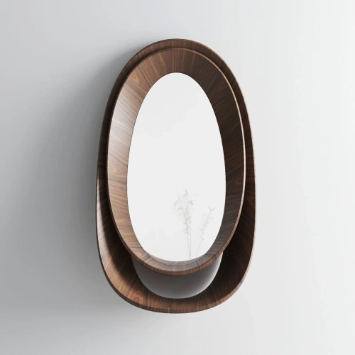 осветлённое зеркало в обрамлении из срощенного массива финского дуба