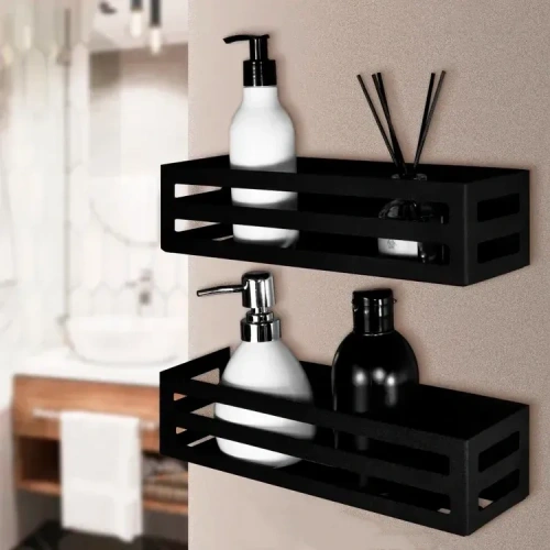 Комплект из 2-х настенных металлических полок с бортиками MyOry Radiant для хранения баночек и флакончиков