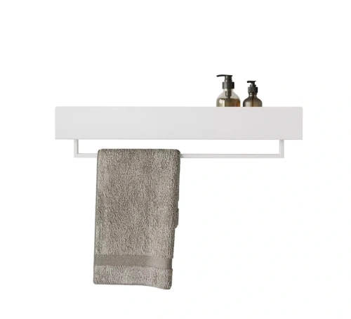 Белая металлическая влагостойкая полка для ванной MyOry Otto с вешалкой 