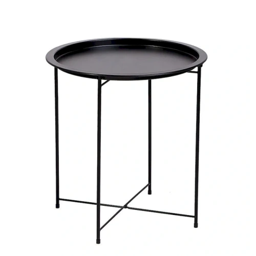 Черный круглый столик MyOry Esto со съемной столешницей-подносом