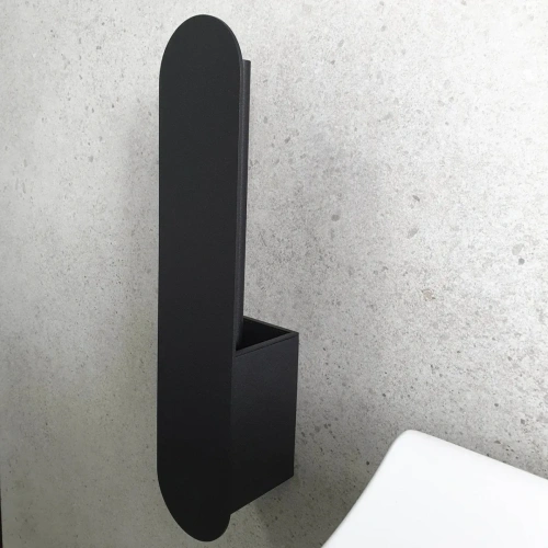 Подвесной держатель для туалетного ёршика MyOry BrushRound с защитной стенкой | Черный цвет