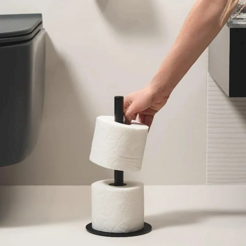Напольный держатель для бумаги MyOry Rollo на 3 рулона | 30×15×15 см | Металлический | Для туалетной комнаты