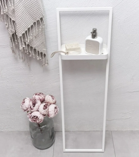 Белая универсальная подставка с полкой в ванную комнату MyOry Econ