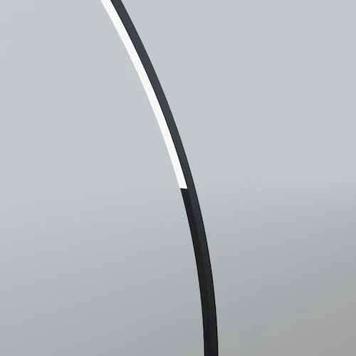 Изогнутая стойка и матовая черная отделка торшера ArcOsmo крупным планом