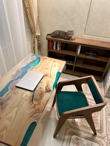 Домашний офис с регулируемой по высоте столом слэб и смола