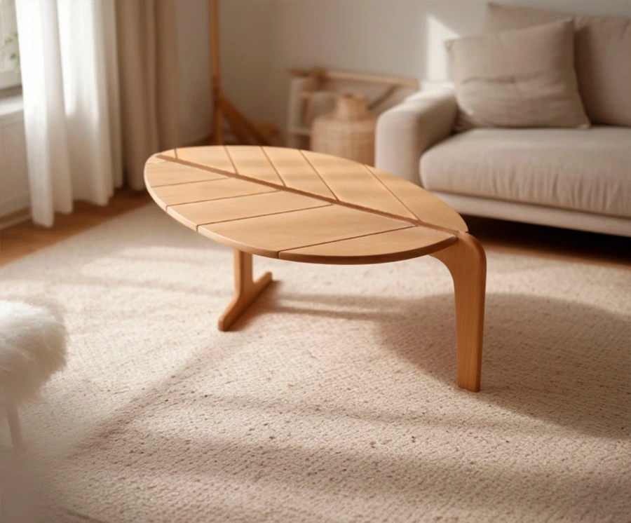 Образец отделки столика Leaf натуральным маслом в светлом тоне