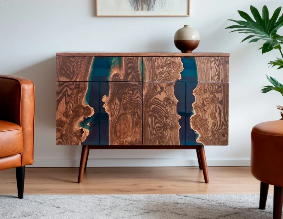 ножки тумбы из дерева карагач для стиля Мид-сенчури