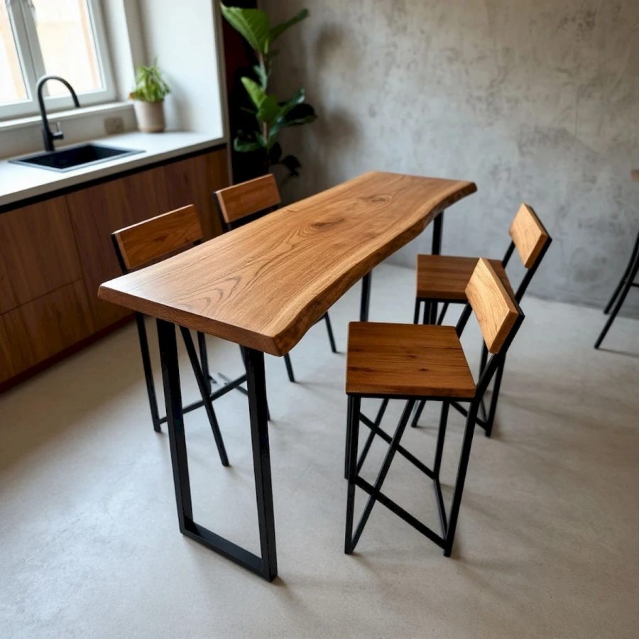 Закажите эксклюзивный барный стол из цельного слэба карагача