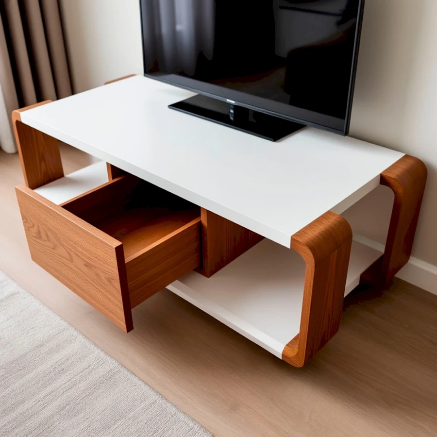 Выдвижной ящик комода под телевизор с плавной системой открывания Blum