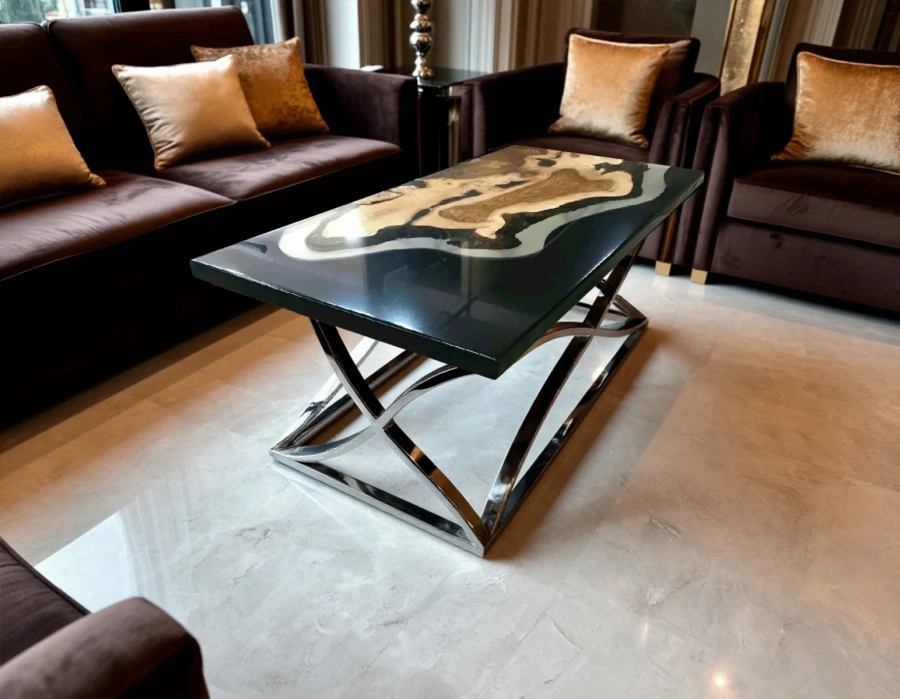 декор на журнальном столе из карагача ваза с сухоцветами и свечи