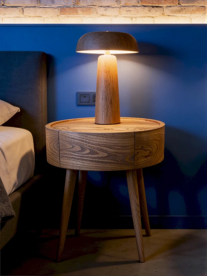 Плавные формы и тонкие ножки тумбы Ellipse из массива карагача