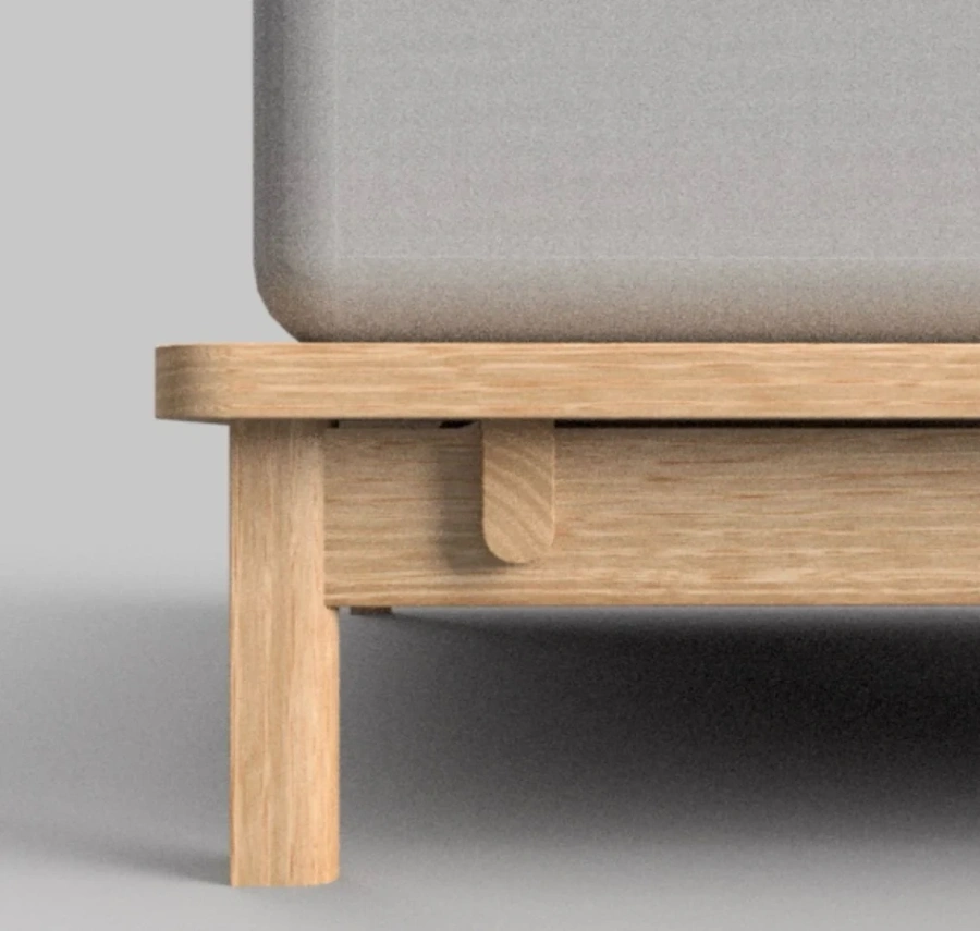 Крупный план стыков и обработки дерева, демонстрирующий качество изготовления кровати