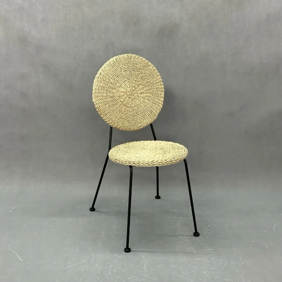 Круглый плетёный стул из ротанга на устойчивых металлических ножках Долли