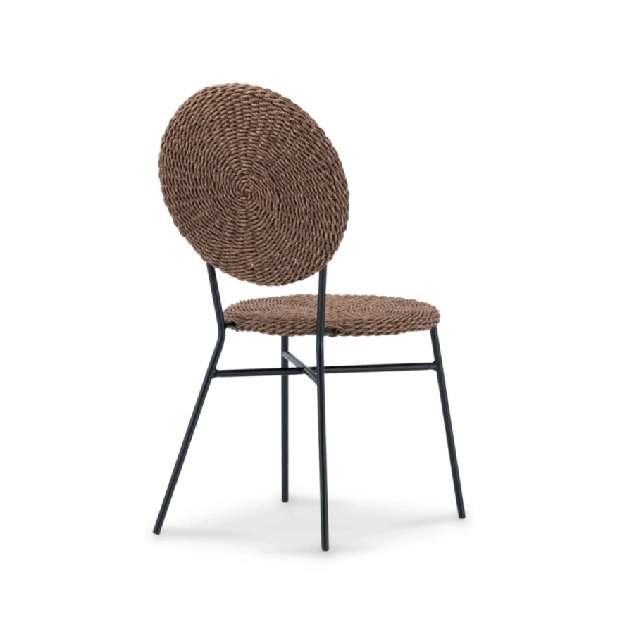 Плетёный стул с металлическими ножками и изящной спинкой Долли