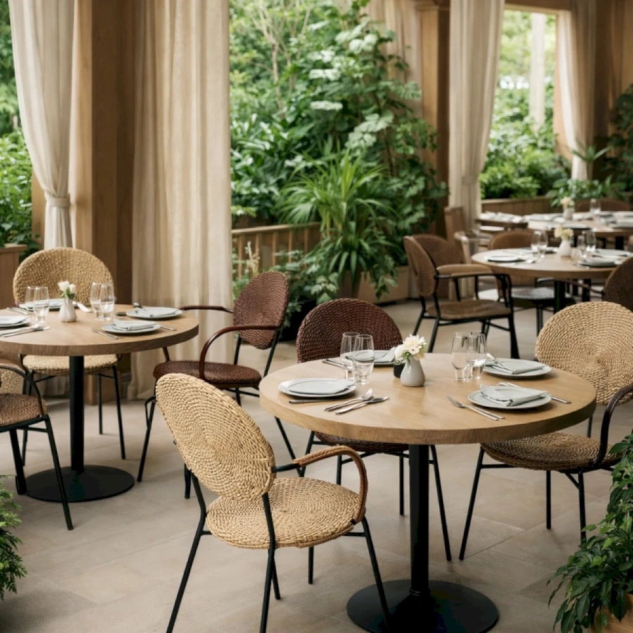 Плетеный стул для кафе из искусственного ротанга на летней веранде Дуглас