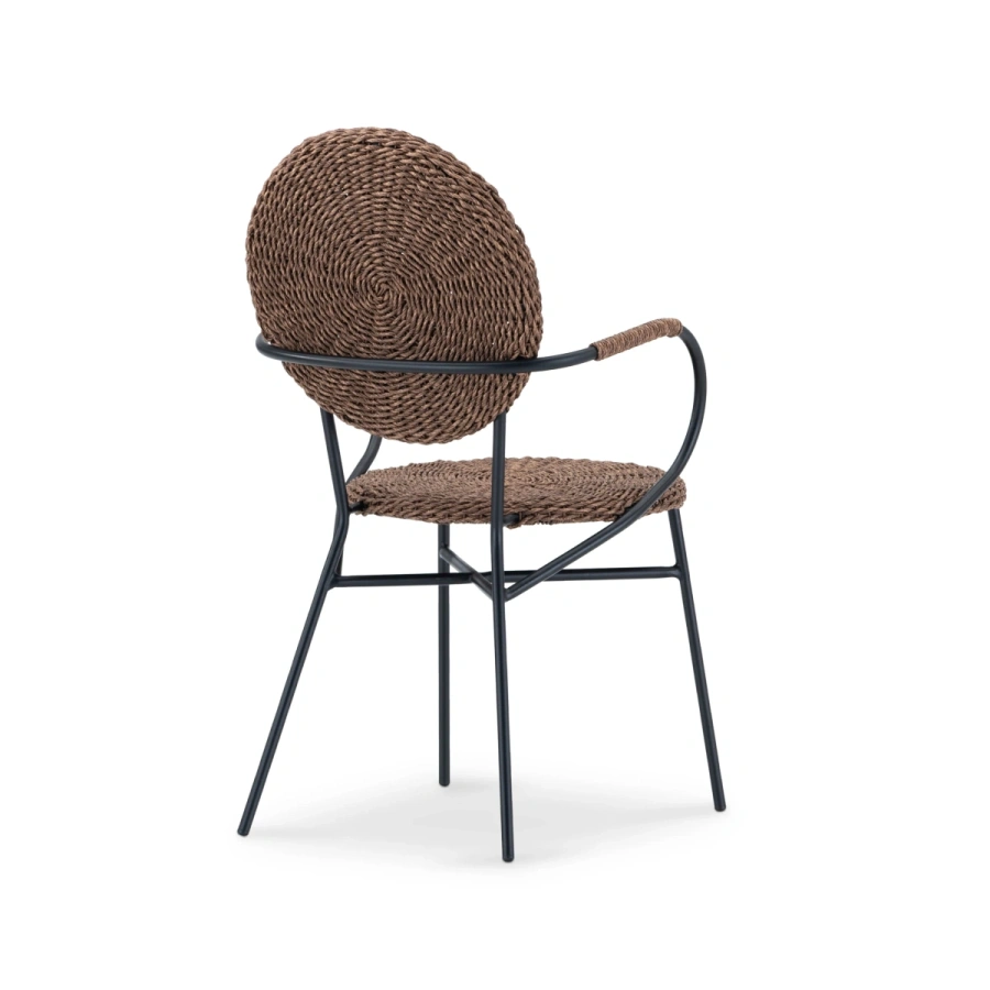 Стул из искусственного ротанга с металлическим каркасом и круглой спинкой сзади Дуглас