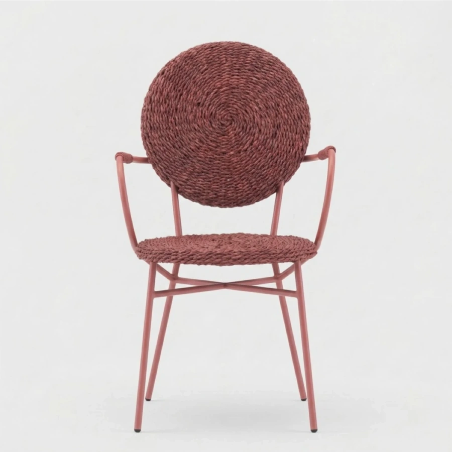 Плетеный Стул с круглой спинкой из ротанга для кафе Дуглас