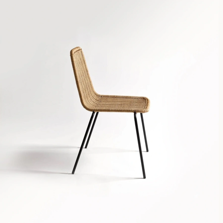 Плетёный стул на металлокаркасе штабелируемый Рест сбоку