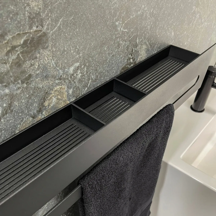 Металлическая полка MyOry Towel Civet | С вырезом для полотенца и сливными отверстиями | Для ванной и кухни