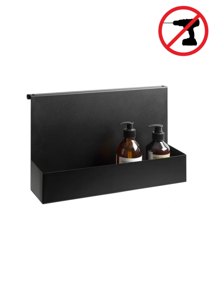 Черная влагостойкая полка для душевых кабин MyOry Shower One из нержавейки