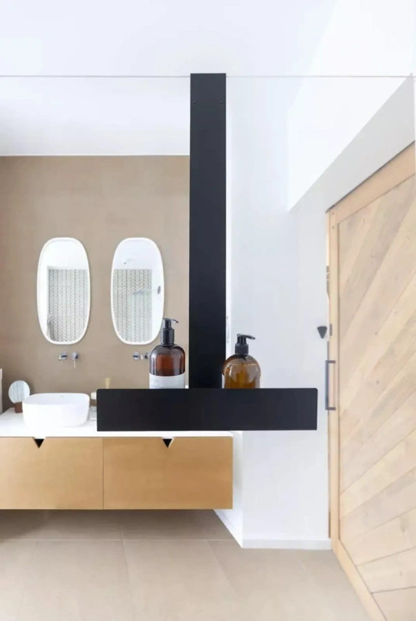 Дизайнерская полка MyOry Shower Three для душевой | Крепление на стекло