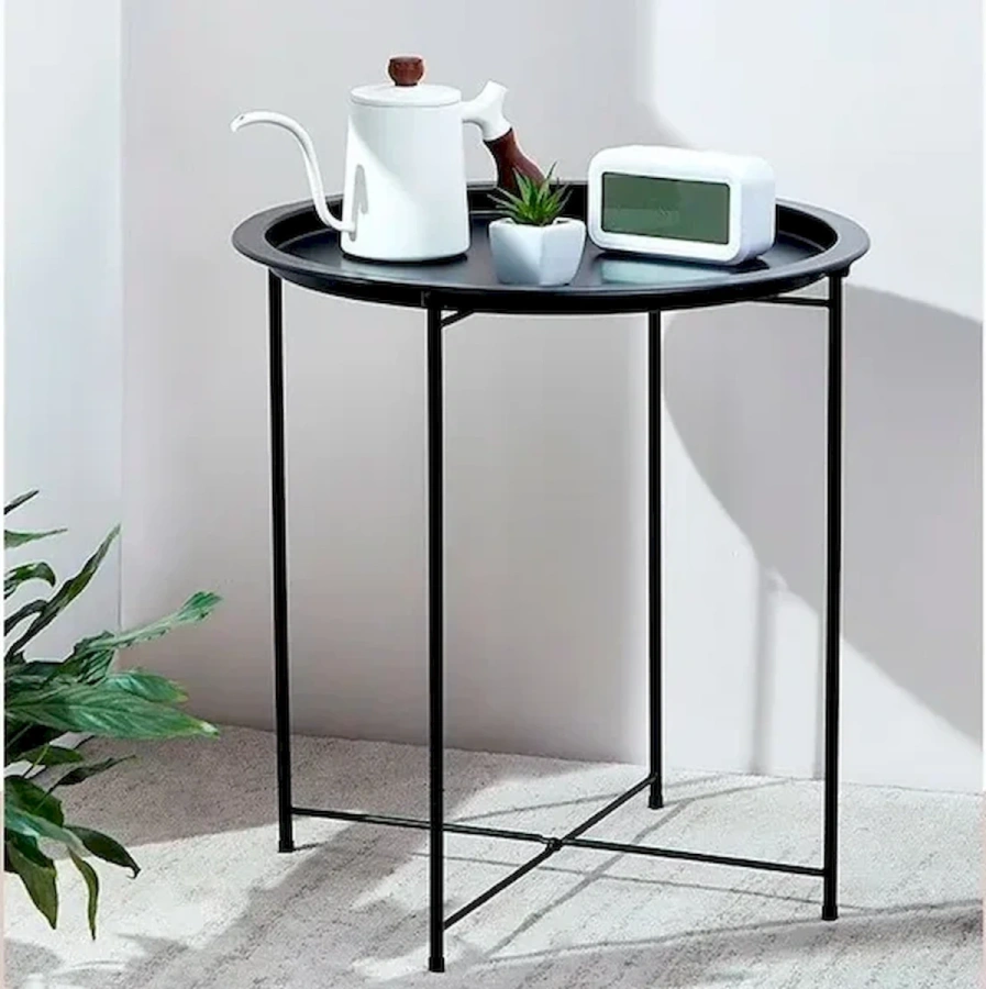 Столик сервировочный круглый MyOry Esto металлический с подносом | Диаметр 47 см