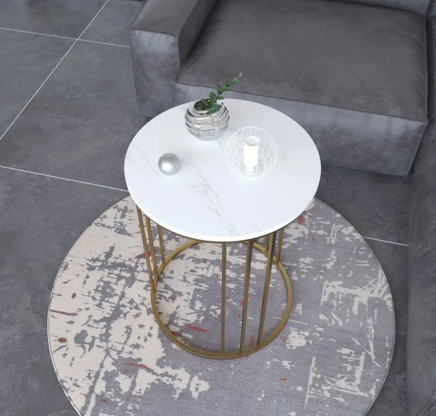 Дизайнерский кофейный столик MyOry Aesthetic с мраморной столешницей вид сверху
