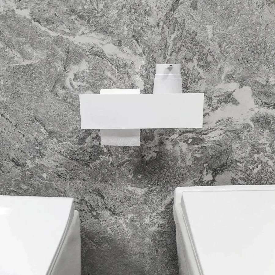 Глубокая белая полка MyOry ToiletPaper Hold1. Вмещает 2 рулона или бумажное полотенце