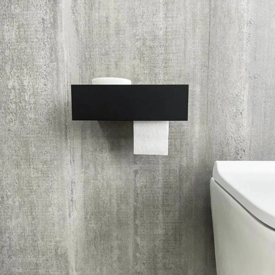 Глубокая черная полка с держателем для туалетной бумаги MyOry ToiletPaper Hold1 