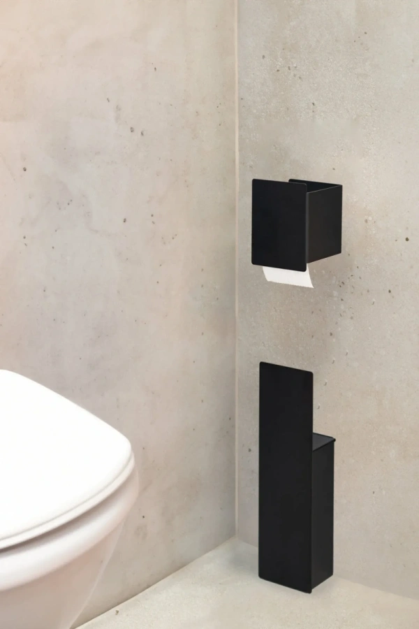 Черный комплект аксессуары для туалета: держатель для туалетной бумаги и держатель для ершика MyOry