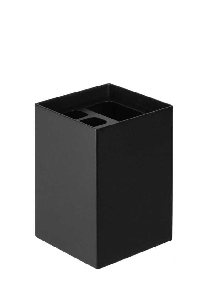 Органайзер черный из металла MyOry Cup Three для зубных щёток | Аксессуар для ванной 