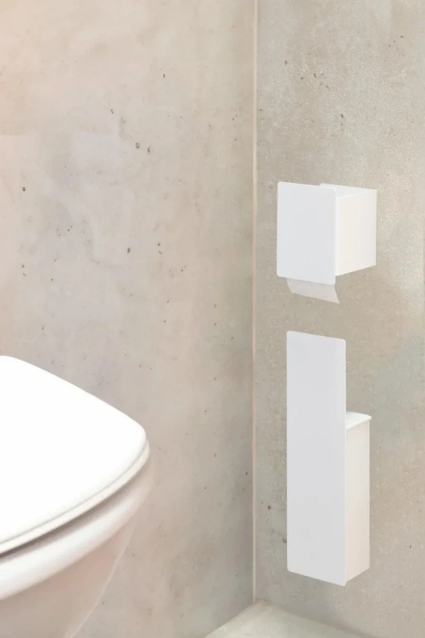 Белый Комплект: держатель для ершика MyOry BrushQuad Three и Держатель для туалетной бумаги MyOry ToiletPaper Hold4