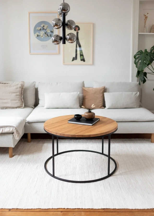 Кофейный столик MyOry Onyx Wood в интерьере Баухауз с дизайнерским декором