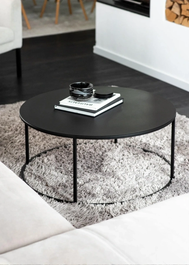 Журнальный столик MyOry Onyx Steel черный в интерьере стиля лофт