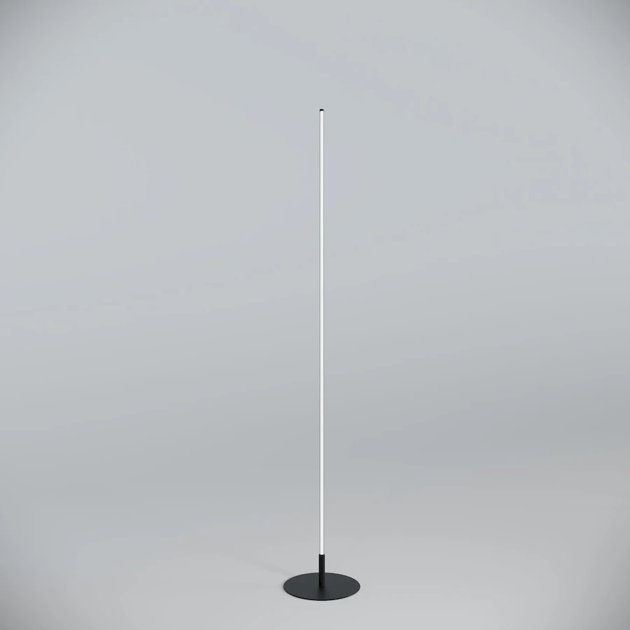 Светодиодный торшер SimpLumen с пультом дистанционного управления на фоне дивана в кабинете