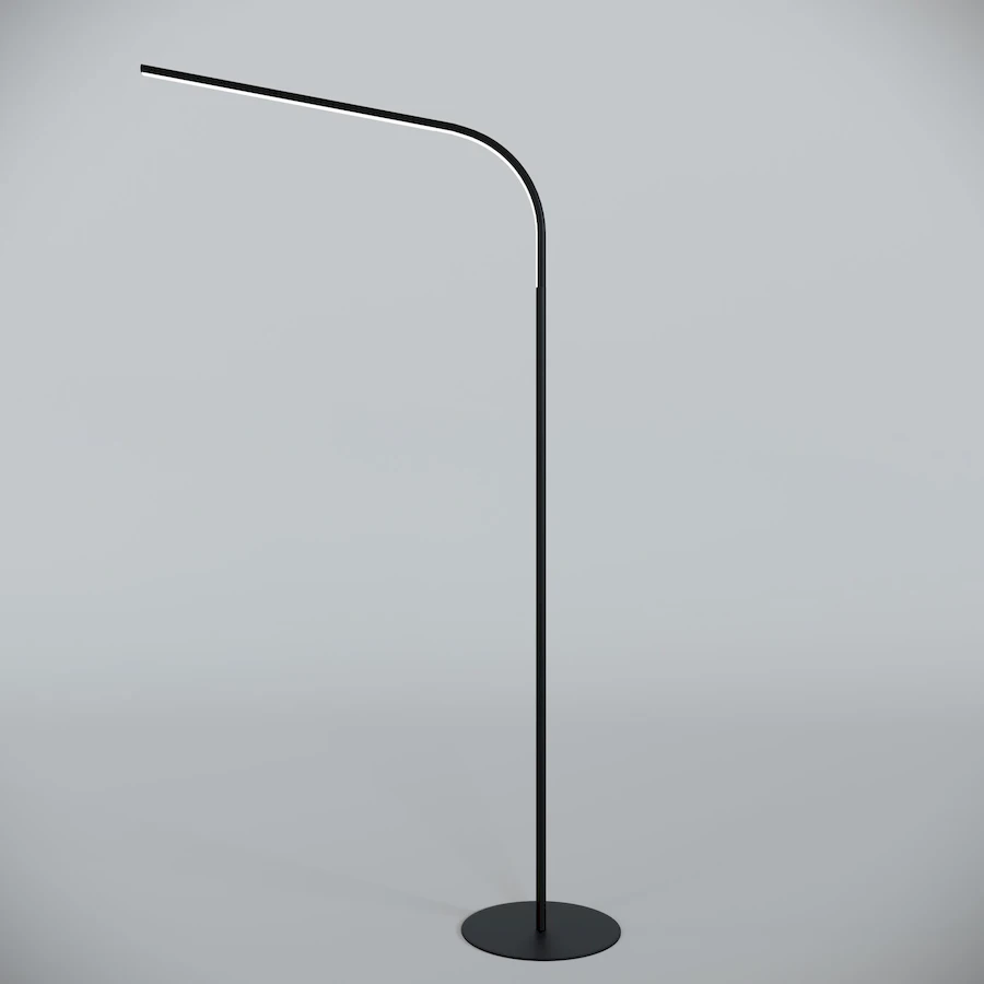 Металлический торшер JoyLumen с изогнутой конструкцией и черным матовым корпусом