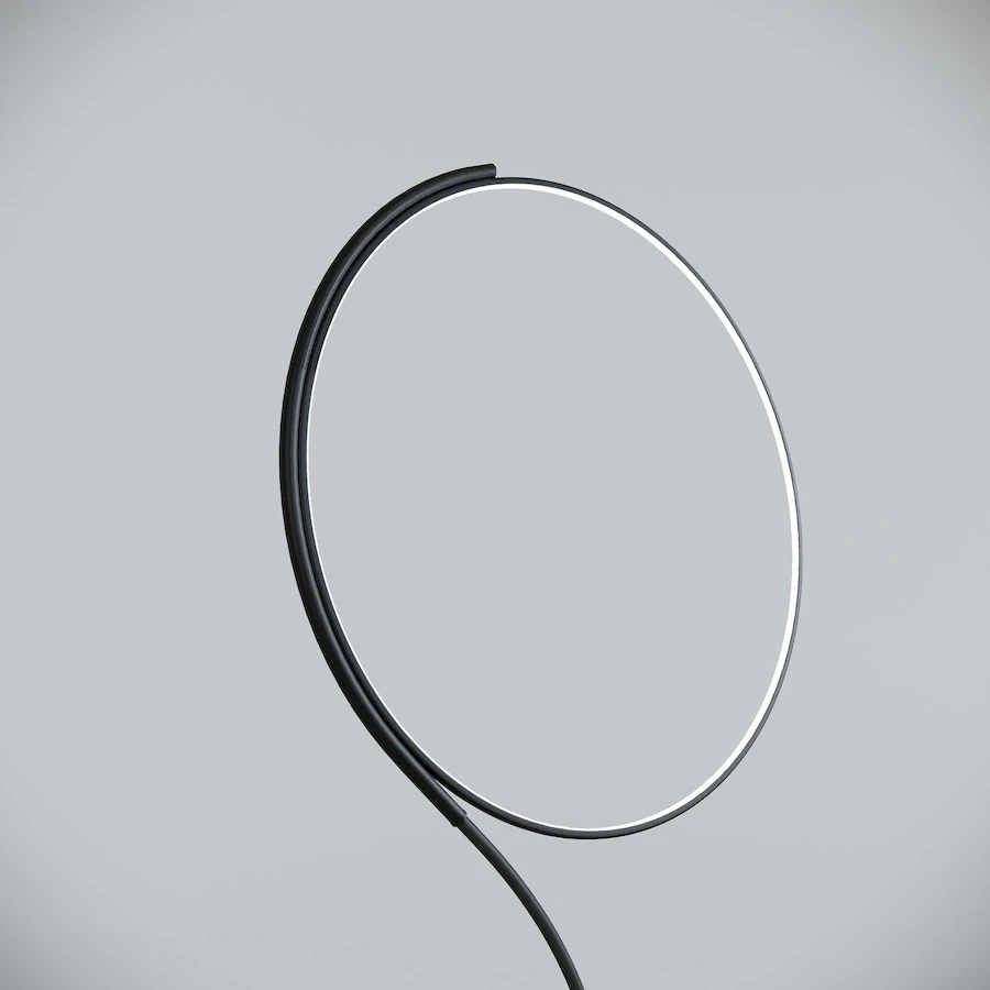 Крупный план кольцевого светодиодного элемента торшера CircleLine, излучающего мягкий свет