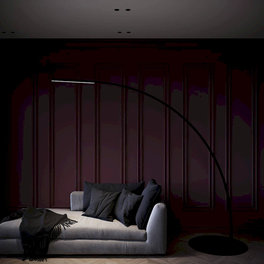 Регулируемый торшер ArcLarge с теплым светом 3000K для создания уютной атмосферы в спальне