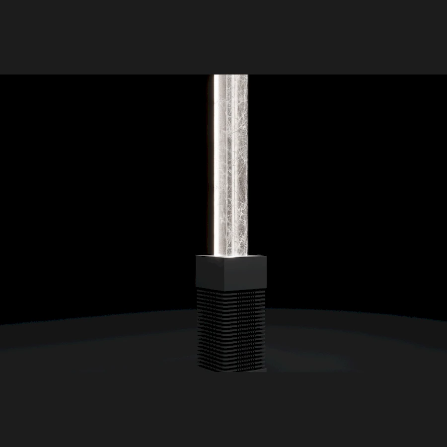 Крупный план рассеивателя торшера LightSabre из матового стекла с эффектом кракле